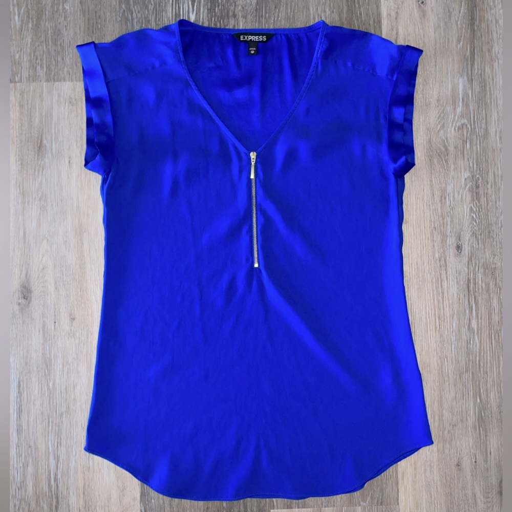*2/$12* Express Electric Blue Quarter Zip Blouse. Size XS